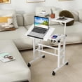 thumbnail image 2 of Negra de madera adjustable height mobile foldable computer escritorio standing workstation bedside writing mesa small single escritorio, 2 of 6