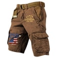 thumbnail image 2 of USA 250th Anniversary Men's Vintage Cargo Shorts Patriotic Flag Print Hiking Short with Pockets, 2 of 4
