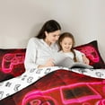 thumbnail image 4 of Manfei Gamepad Game Lovers 7 Pieces Bedding Comforter Set,Abstract Geometric Full Bedding Set,Red Black Fitted Sheet Flat Sheet For Boys Kids,Ultra Soft Home Decor Reversible, 4 of 8
