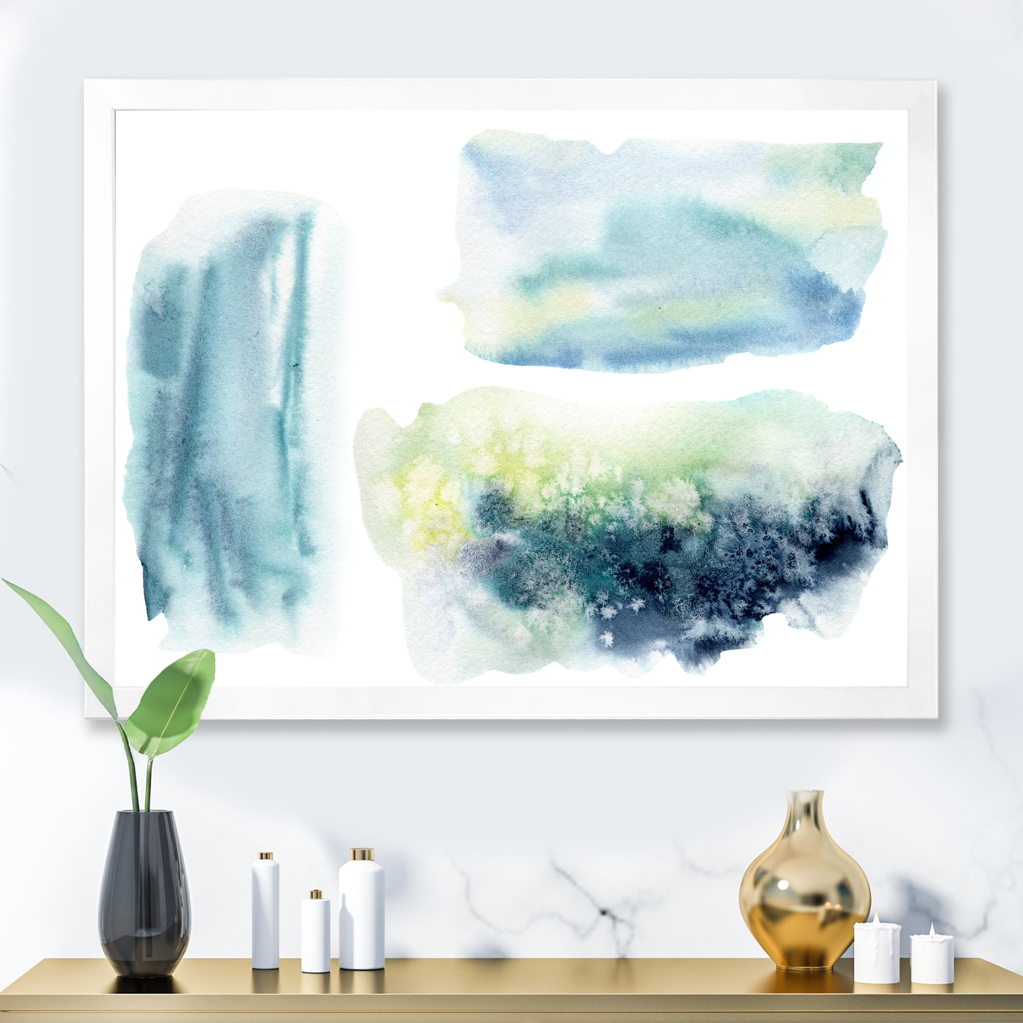 Designart 'Abstract Clouds Underwater' Modern Framed Art Print