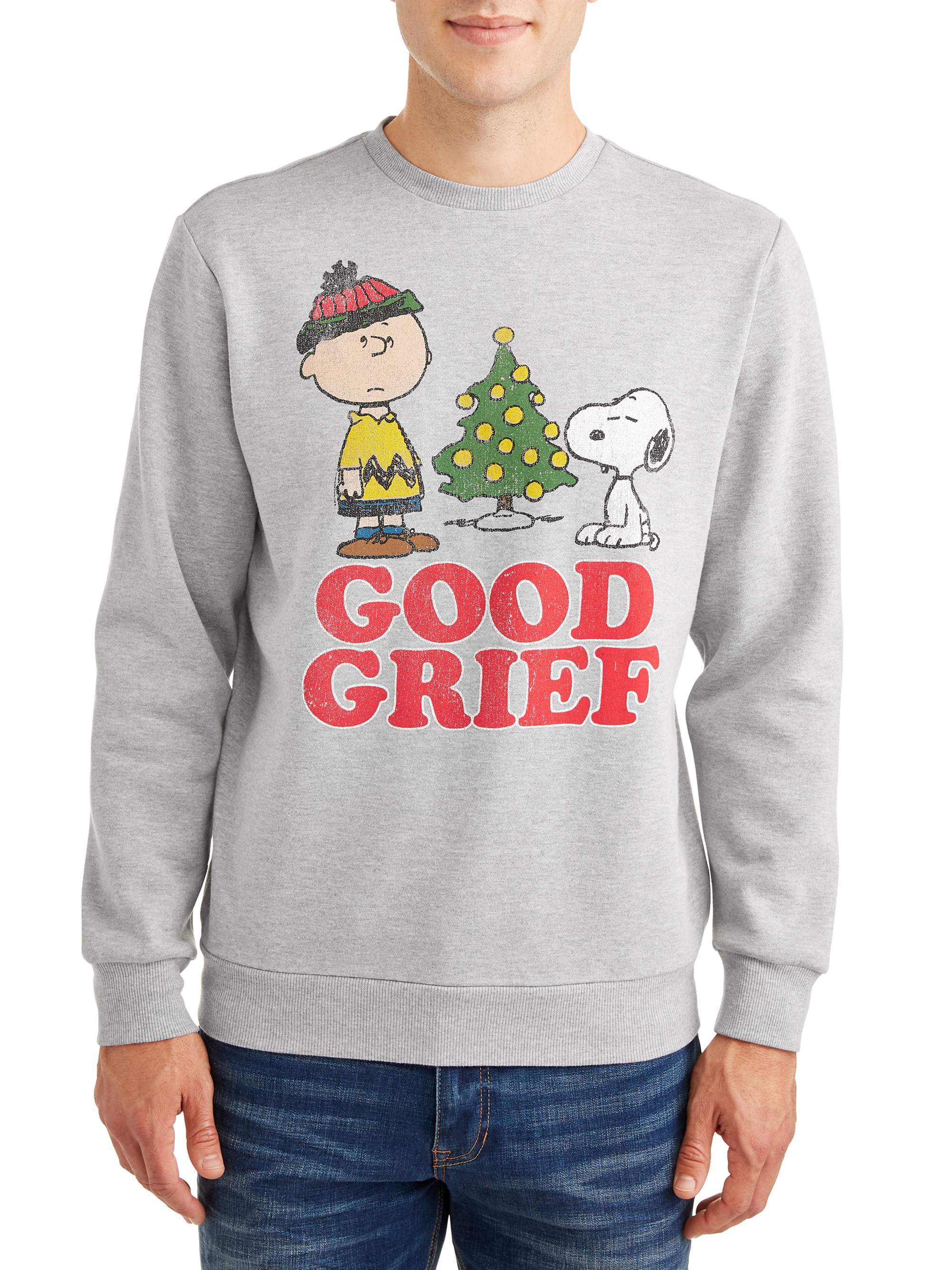 Peanuts Men's A Charlie Brown Christmas Good Grief Pullover Sweatshirt 