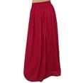 thumbnail image 5 of Bimba Women's Magenta Georgette Elastic Waist Long Flared Summer Skirt-S, 5 of 5
