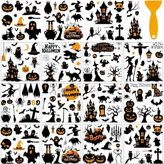 12 Sheets Rub On Transfer Stickers with Scraper Pumpkin Rub on Transfer Stickers Furniture Decals for Home Party DIY Crafts 5.5x5.5 Colorful