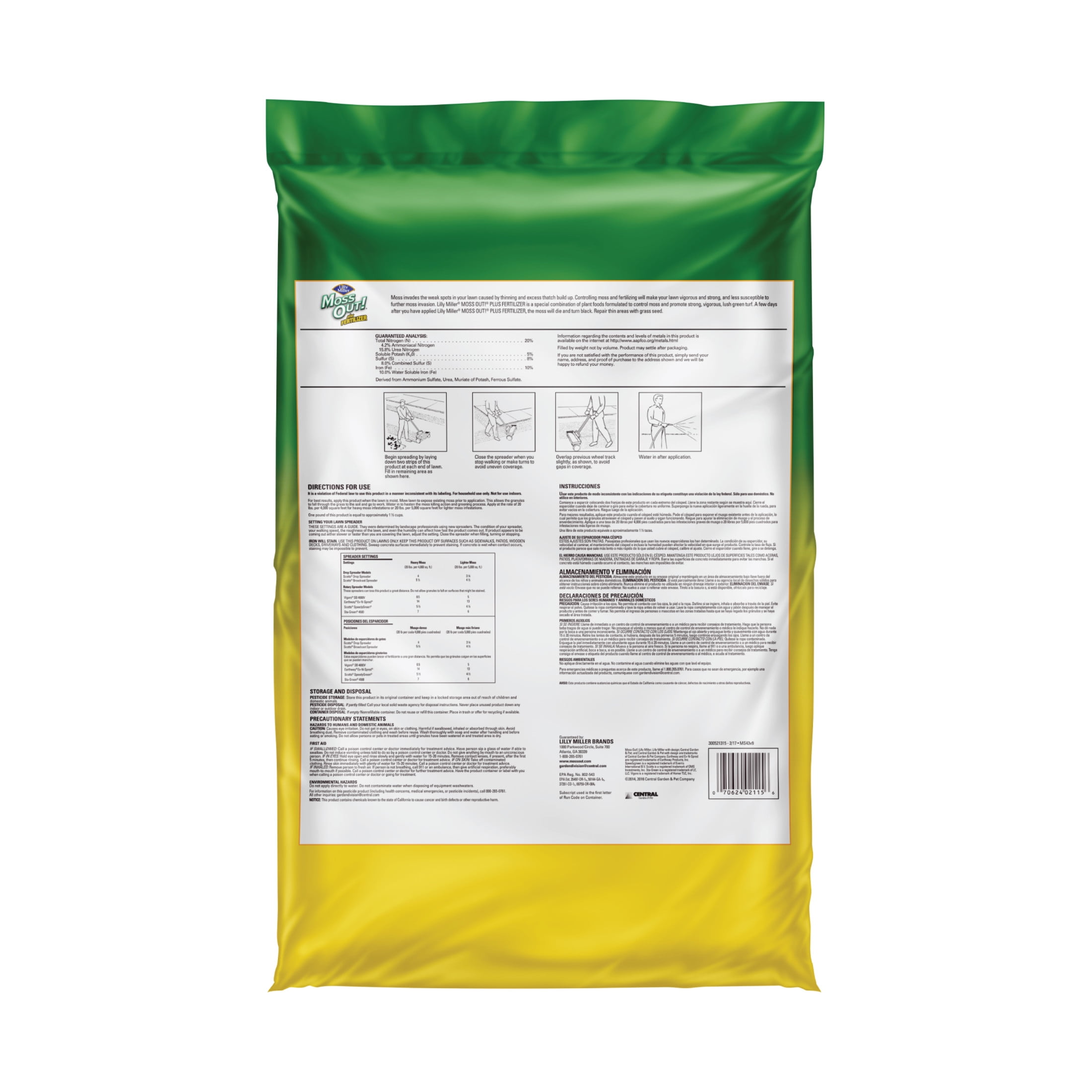 Lilly Miller Moss-Out Plus Lawn Fertilizer, 20 lb., Covers up to 5,000 sq. ft.
