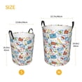thumbnail image 3 of Rateoe Stamp Pattern Round Laundry Hamper Basket, Tall Hamper Basket for Blanket Storage, Nursery Clothes Hamper for Laundry in Bedroom and College Dorm-Small, 3 of 6