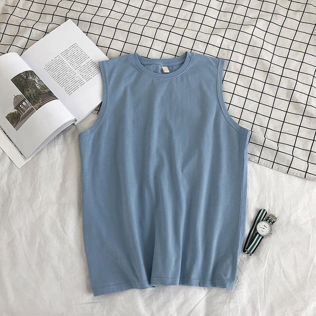Workout Tank Top Men's Workout Tank Top Sleeveless Pure Color Muscle Shirts For Bodybuilding Gym TrainingLight Blue 3XL