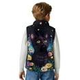 thumbnail image 6 of Xixirimido Black Cat and Daisy Flower Pattern Boys Girls Fleece Vest Sleeveless Stand-up Collar Jacket with Pockets Full-Zip Fall Winter Warm Outerwear for 11-12, 6 of 7