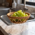 thumbnail image 5 of JHyouerji Woven Rattan Storage Basket Tray,6in Fruit Snack Serving Tray for Household Storage Organizer, 5 of 7