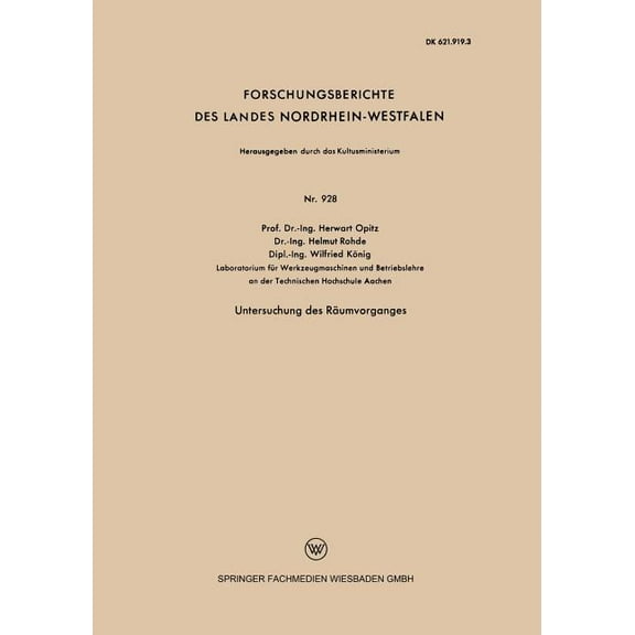 Untersuchung Des RÃ¤umvorganges, (Paperback)