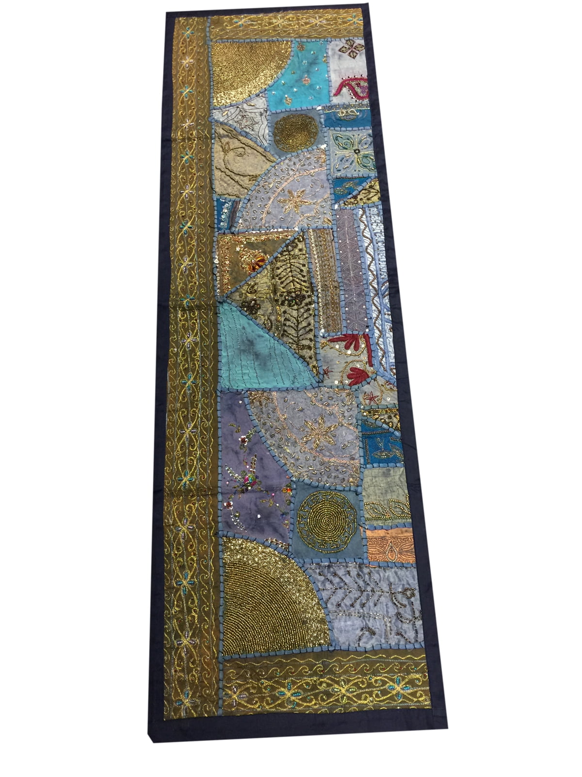 Indian Sequin Beaded Table Runner Tapestry mogulinteriorsite