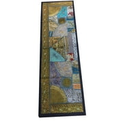 Mogul Indian Inspired Table Runner Sari Patchwork Boho Mediterranean Decor Idea 60"x18"