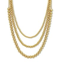 Goldtone Ball Bead Necklaces 24-inch, 3-Piece Set