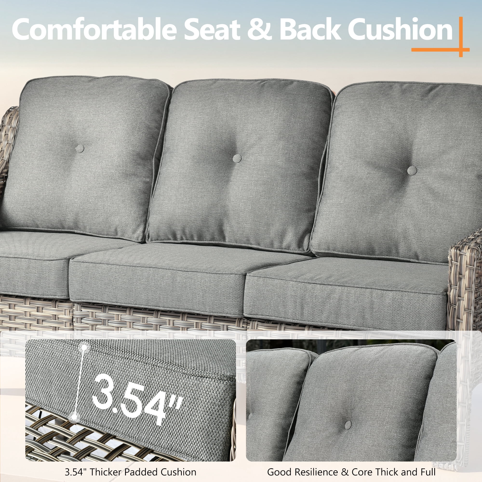 Vcatnet Outdoor Patio Furniture Sets 5 Pieces Sectional Sofa All Weather Wicker High Back Conversation Set with Ottoman Dark Gray