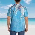 thumbnail image 4 of Honeii Hanging Orchids Floral Blue Print Men’s Hawaiian Shirt,Classic Button-Down Short Sleeve Shirt, for Beach, Vacation, and Outdoor Activities,3X-Large, 4 of 7
