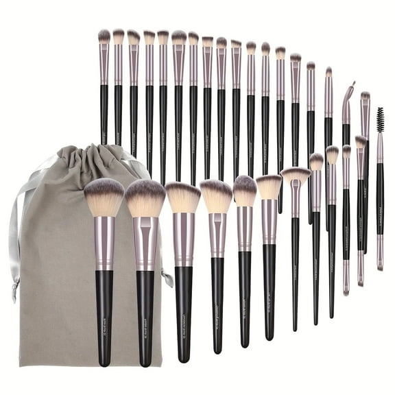 FORICOM 30PCS Makeup Brush, Professional Makeup Brushes with Wooden Handles, Cosmetic Brushes for Foundation, Concealer, Powder, Face, and Eye Makeup.