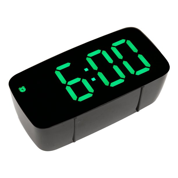 Reloj Con Espejo, Múltiples Métodos De Carga Iluminación Verde Reloj Despertador Digital Activado Por Voz Para Cabecera De Dormitorio