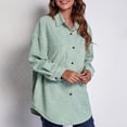 thumbnail image 4 of Camisa holgada de longitud media para mujer, chaqueta con botones de pana, abrigo de manga larga con hombros caídos y paneles, 4 of 7