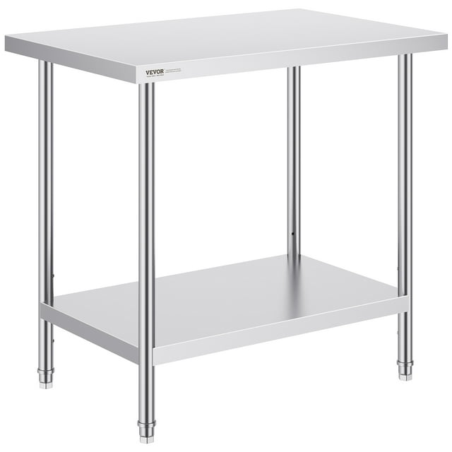 VEVOR Stainless Steel Work Prep Table Commercial Worktable Food Prep 24x36x34in