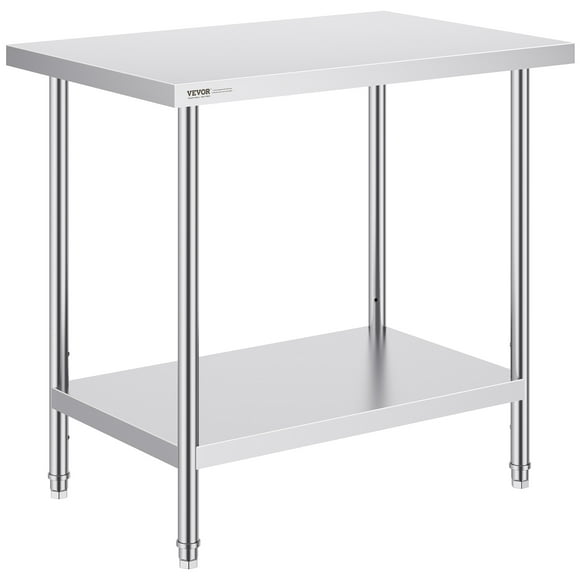 VEVOR Stainless Steel Work Prep Table Commercial Worktable Food Prep 24x36x34in