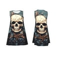 thumbnail image 3 of Vsdgher Vintage Leaf Flower Skull Print Summer Dresses for Women Casual U Neck Beach Dress Sleeveless Tank Loose Sundress with Pocket -Small, 3 of 7