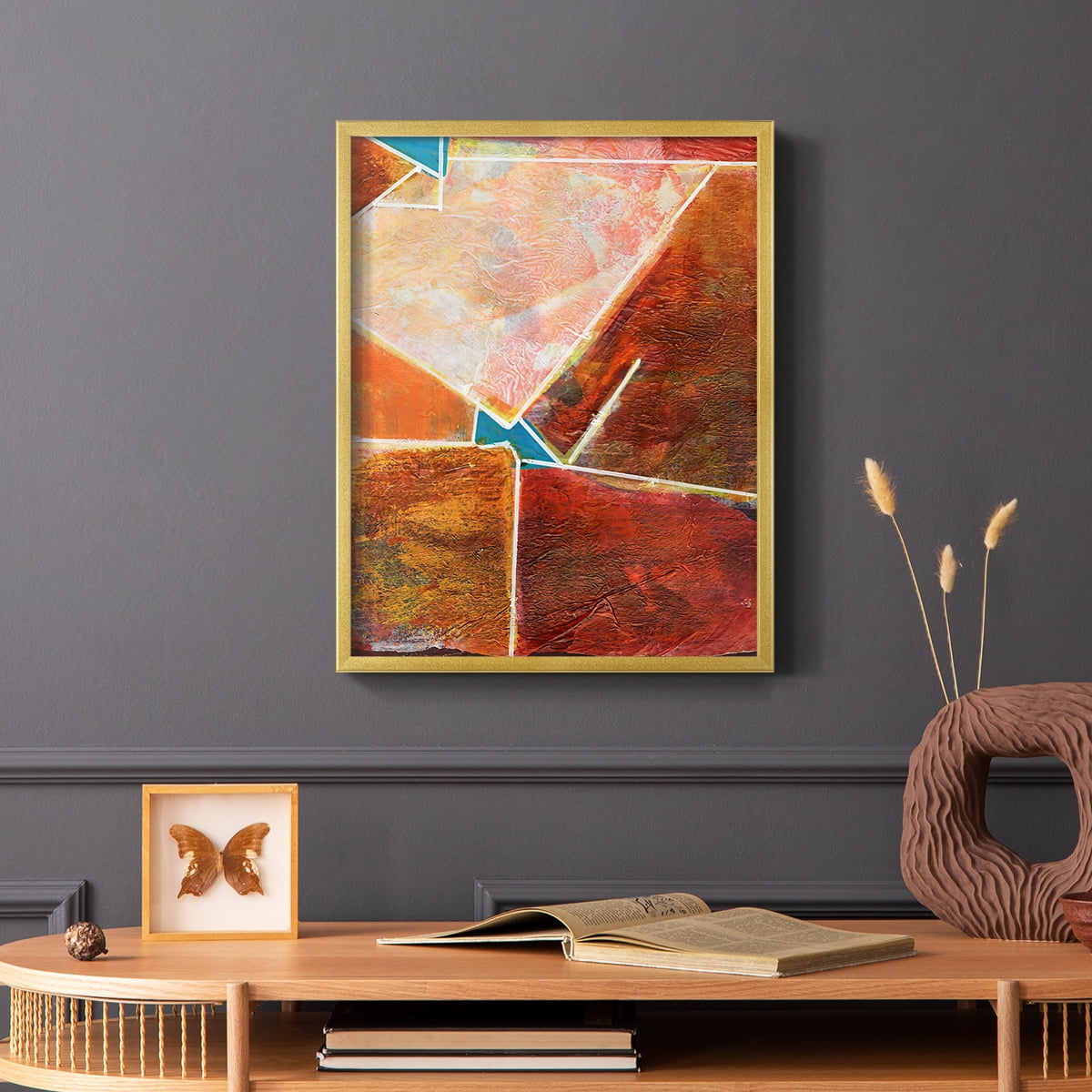 Primary Connection VIII Framed Print in Gold Solid Wood Framed Print No Nail Hanging