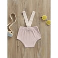 thumbnail image 2 of Kiapeise Newborn Baby Girls Boys Suspender Shorts Overalls Unisex Infant Solid Color Ribbed Knitted Bloomers Summer Clothes, 2 of 9