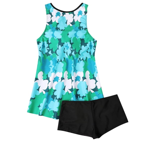 Luvrsol Womens Swimsuits Conservative Print Strappy Back Set Swimdress Swimsuit Women Plus Size, Size S-5XL