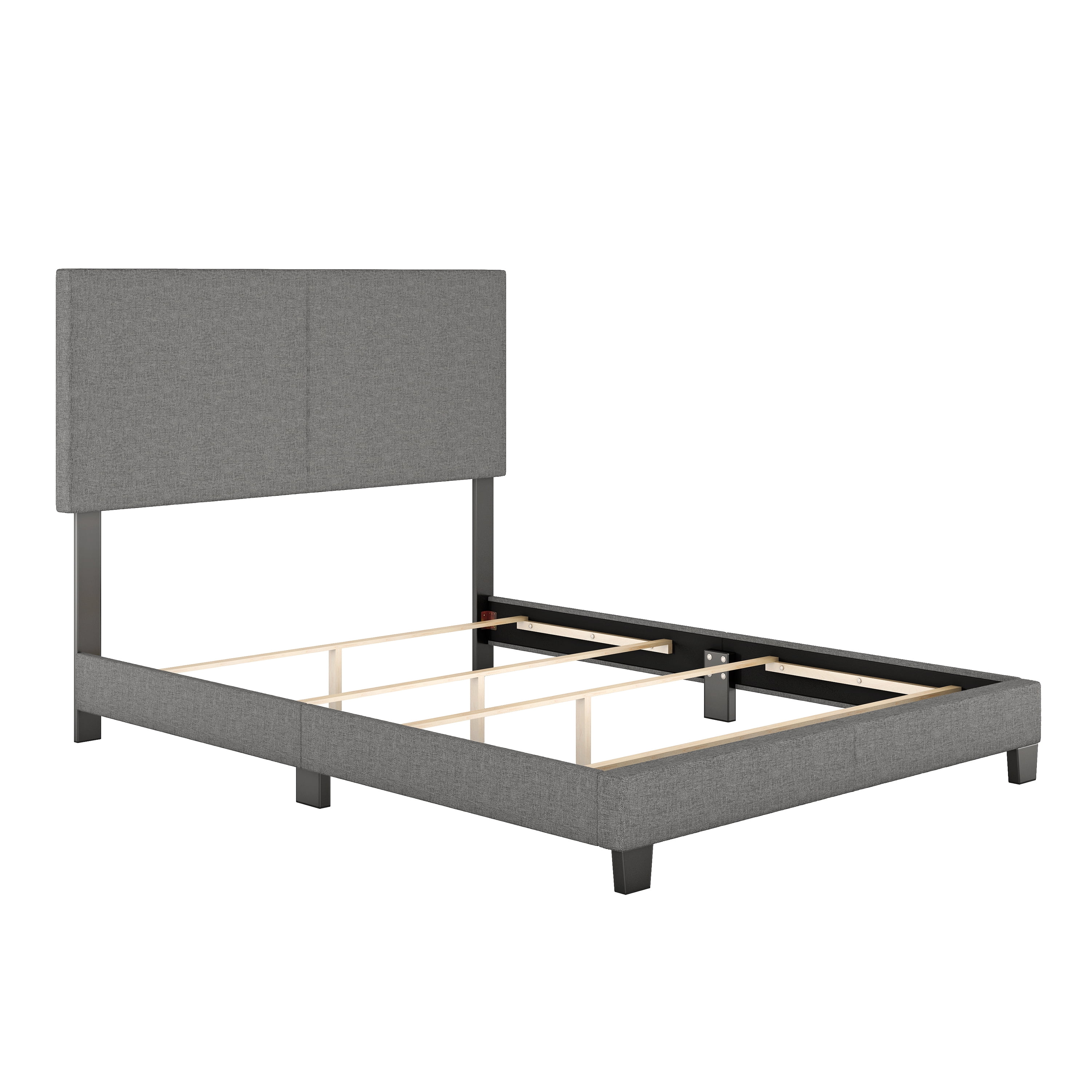 Boyd Sleep Milan Gray Linen Full Size Fully Upholstered Platform Bed Frame with Adjustable Headboard, Qualified Box Spring or Foundation Required for Use