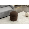thumbnail image 6 of Round Ottoman Storage Box, Boucle Pouffe Footstool 18.5'' Padded Stool Seat, Wooden Frame Footrest Vanity Stool for Makeup Room Bedroom Living Room Balcony (Brown), 6 of 9