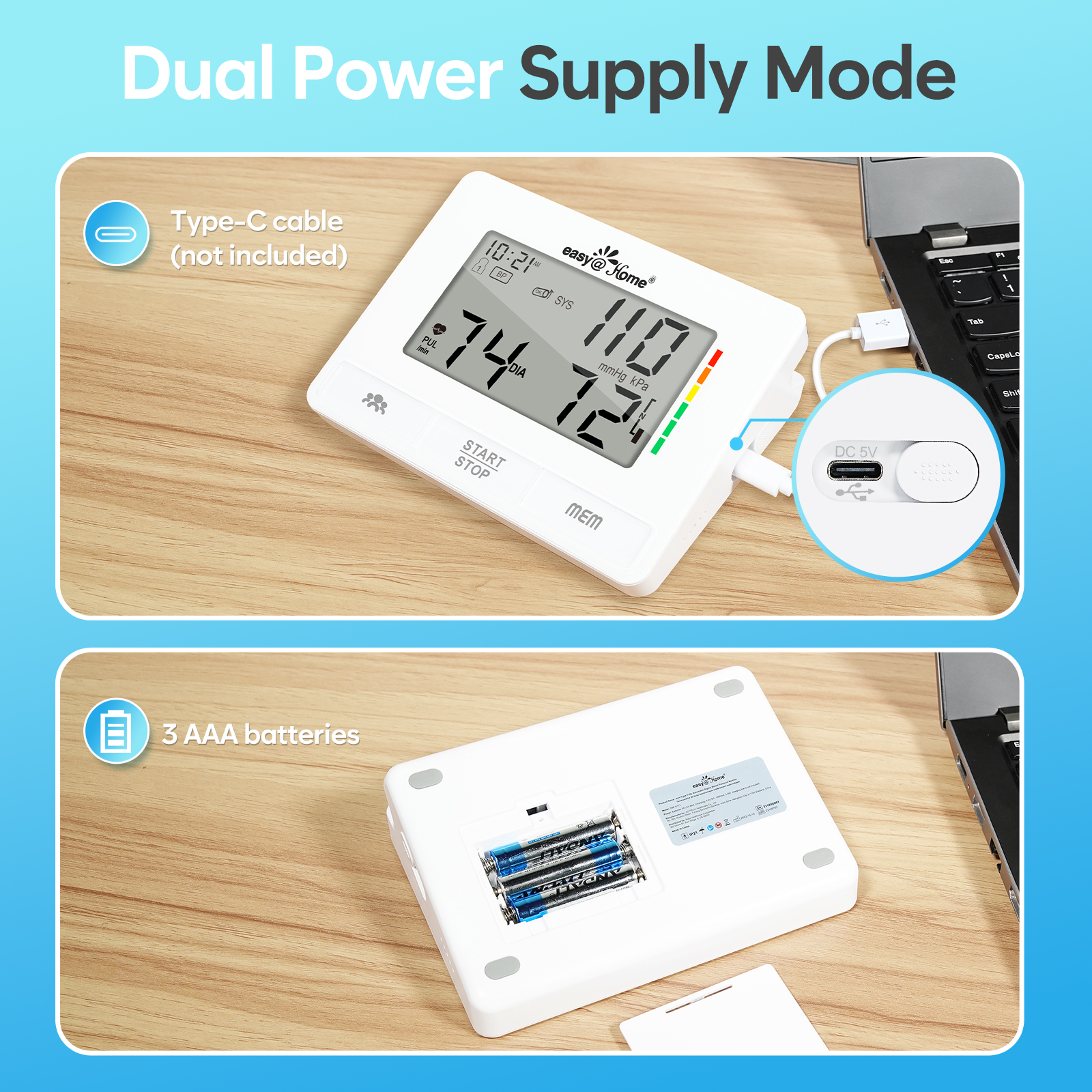 Easy@Home EBP-073 Adjustable Large Cuff Arm Blood Pressure Monitor