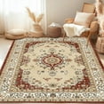 thumbnail image 4 of 5x7 Area Rugs - Ultra-Thin Washble Rug, Stain Resistant Anti Slip Backing Rugs for Living Room,Bedroom, Vintage Home Decor Area Rug, Red, 4 of 6