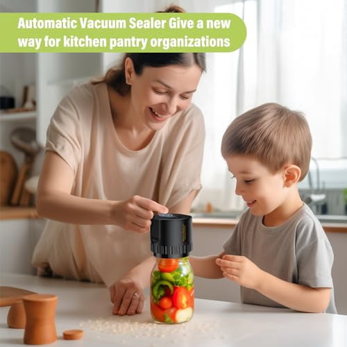 2026 New Vacuum Sealer Kit: Electric Jars Vacuum Sealer with Canning Attachment - Handheld Vacuum Sealing Containers - Fits Wide & Regular Mouth  Lids - Compatible with Food Saver Storage(White)