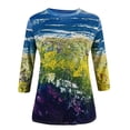 thumbnail image 3 of Blouses pour Femmes Mode Été 2023 Mode Imprimée Manches Mi-Longues Col Rond Tee-Shirt Décontracté Blouses Femmes Été en Liquidation, 3 of 5