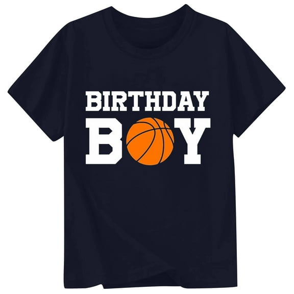 WOYY Boys Birthday T Shirt Letter Round Neck Short Sleeve T-Shirt Sports Tee, Sizes 1-13