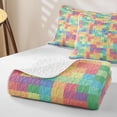 thumbnail image 4 of Homewish Colorful Plaid Grid Quilt King For Girls,Pixelated Theme Miner Game King Coverlet Set,3 Pieces, 4 of 7