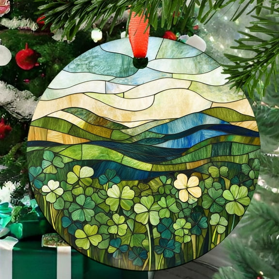 Clover Meadow: Ornament Style Wall or Window Hanging, 2025, Holiday Decoration, Seasonal Keepsake Gift, Unique Collectible, Window Hanging, Home Decor 2025, Seasonal Holiday