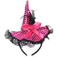 thumbnail image 2 of SAZBJOJN Halloween Witch Hats for Women Men New Headband Lace Ruffle Sequin Mini Witch Hair Hoop Party Halloween Hair Accessories for Women One Size Pink, 2 of 5