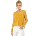 thumbnail image 3 of AllegK CamiDe GaCon Cuello Redondo Y BluCampesiDe ManLarCon Panel Floral De Encaje PaMujer Amarillo M, 3 of 6