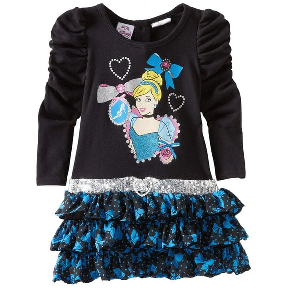 Disney Little Girls' Toddler Cinderella Dress, Black, 2T