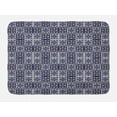 thumbnail image 1 of Moroccan Bath Mat, Squares with Portuguese Azulejo Ornaments Arrangement Floral Pattern Leaves, Plush Bathroom Decor Mat with Non Slip Backing, 29.5" X 17.5", Navy Blue Beige, by Ambesonne, 1 of 2