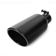 Angled Black 12in Bolt On Exhaust Single Wall Tip 2.25 In 4 Out Stainless SUV