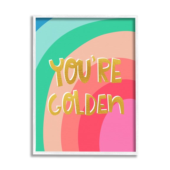 Stupell Industries You're Golden Patterned Inspirational Painting White Framed Art Print Wall Art, 11 x 14
