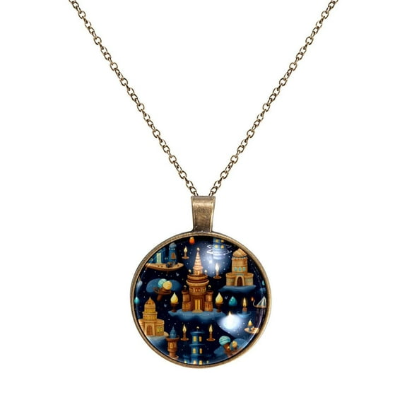 Candle Necklace Personalized Custom Photo Round Pendant Adjustable Stainless Steel Necklaces with Gift Box for Men Women Mothers Valentine's Jewelry Gift