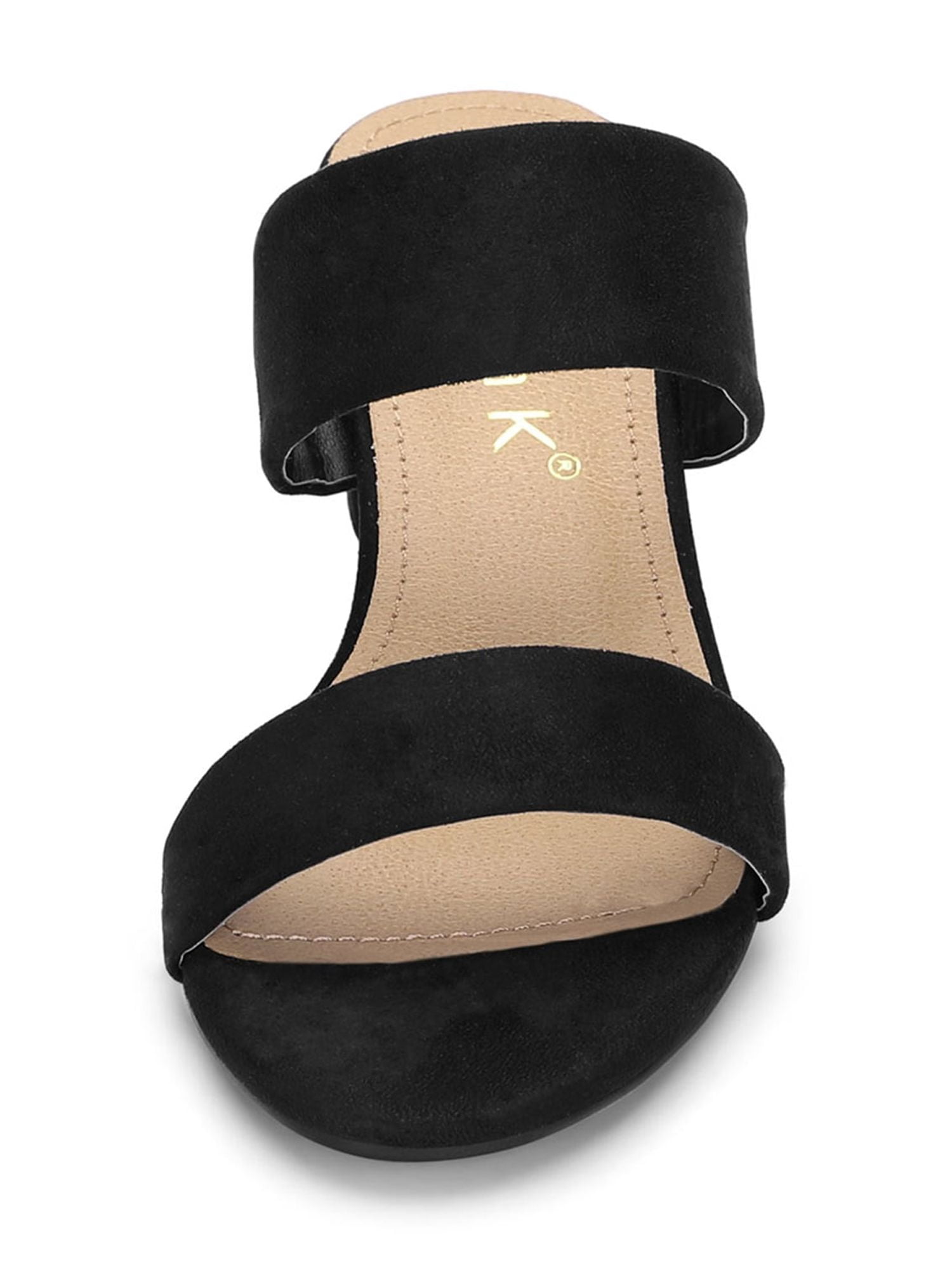 DARING DIVA Stylish Women's Block Heel Dual Straps Slide Sandals 7 Black