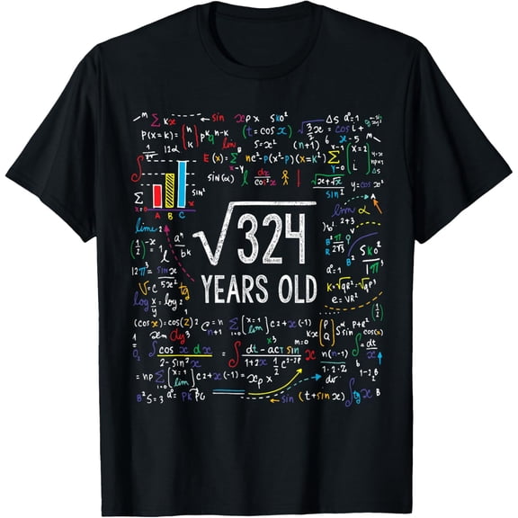 Square Root Of 324 18th Birthday 18 Year Old Gifts Math Bday T-Shirt