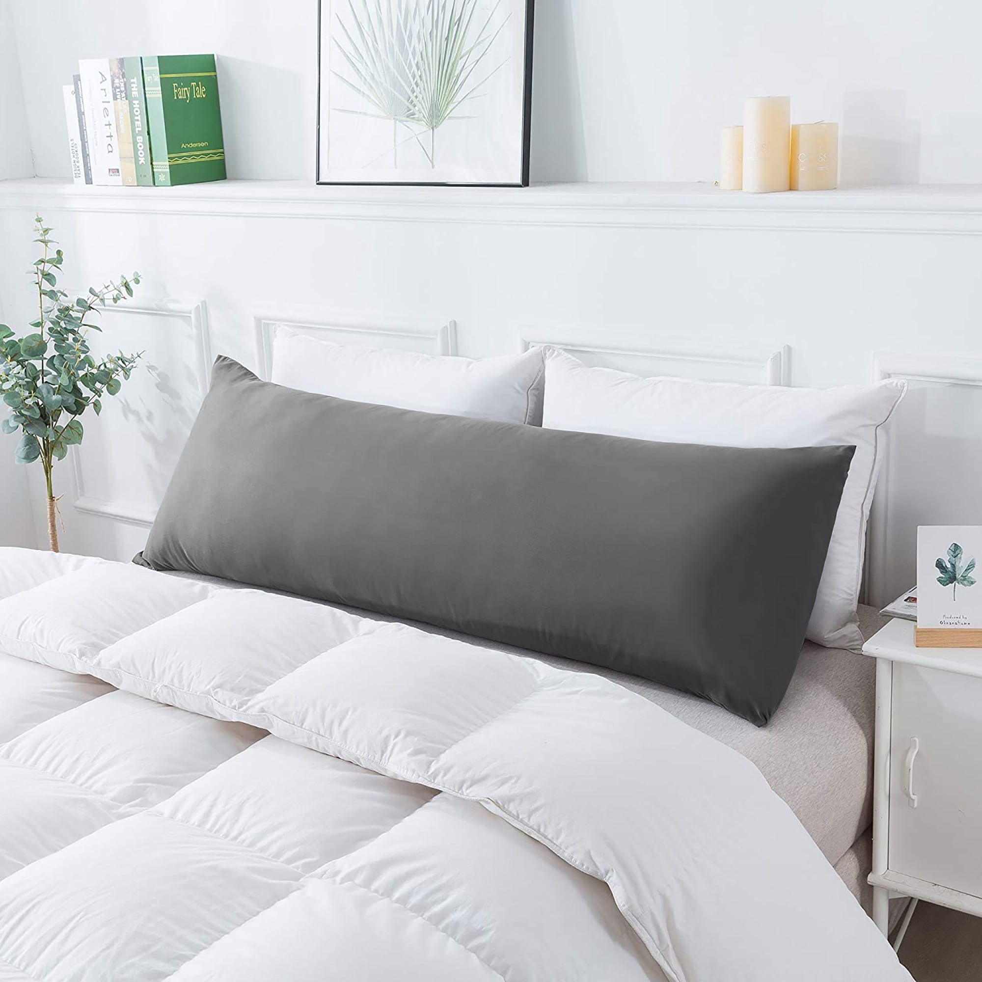Yalamila Premium Ultra Soft Body Pillow with Removable Pillowcase for Adults, Comfortable Long Bed Pillow, 20x54in, Gray