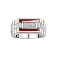 thumbnail image 1 of RYLOS Men's Rings 14K White Gold Designer Ring With Diamonds and Red Quartz Rings For Men Size 10, 1 of 6