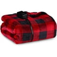 thumbnail image 4 of CozyHom Heated Throw 50" x 60", Electric Blanket Double-Layer Flannel with 4 Heating Settings, 4 Hours Auto Off, 5 Years Warranty, ETL Certified, Machine Washable, Black & Red, 4 of 8