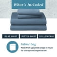 thumbnail image 4 of WelHome 100% Cotton Percale 3-Piece Twin Size Deep Pocket Bed Sheets Set, 1 Fitted, 1 Flat Sheet with 1 Pillowcase, Ultra Light, Breathable & Super Soft Sheets, Blue, 4 of 8