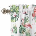 thumbnail image 4 of Flamingo Curtain Valances Set Monstera Palm Leaf Summer Tropical Plants Kitchen Curtains 24&nbsp;inch Length Rod Pocket Valance and Tiers 3 Piece Set Small Bedroom Bathroom Laundry Decor, 4 of 9